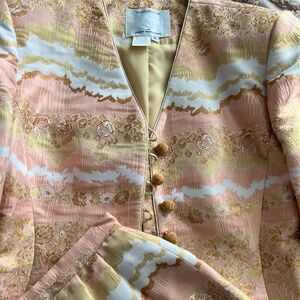 Vintage Mary McFadden SZ 6 1980’s Rose Gold Floral FULL Suit - Skirt & Jacket